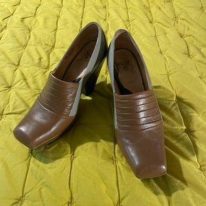 Fluevog color block platform pumps square toe 8